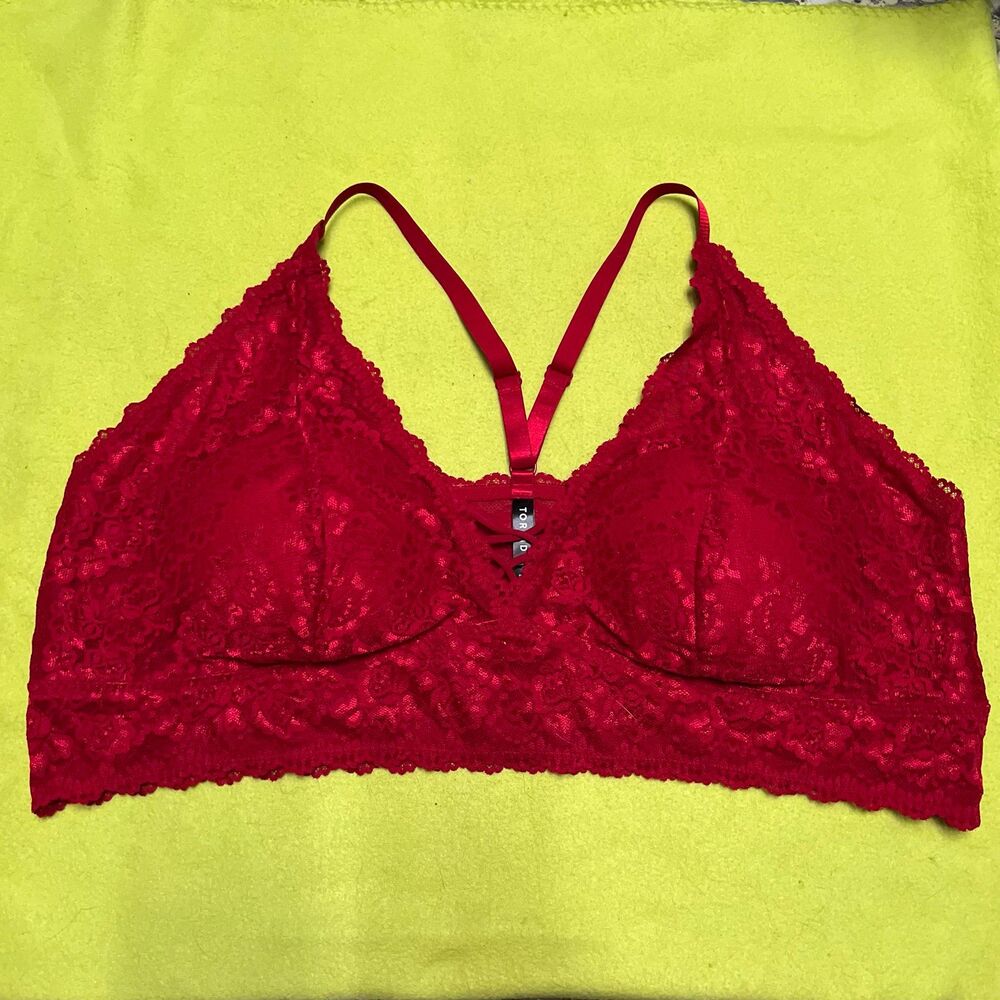 Torrid Curve 5x Lightly Lined XO Front Bralette 5 xl 28 Plus Red